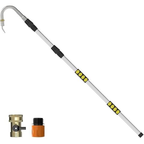 SISUPASSIE Gutter Cleaning Tools, 20FT Reach Telescopic Gutter Cleaning Tools from Ground, Rain Gutter Cleaners Tool with Quick Connect Adapter and Heavy Duty Gutter Wand Cover