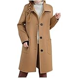 Girls Wool Blend Trench Coat Kids Fashion Casual Pea Coats Single Breasted Lapel Collar Long Jackets with Pockets
