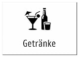 Getränke – Aluminiumschild A4: 297x210mm – Mit Grafik und Text