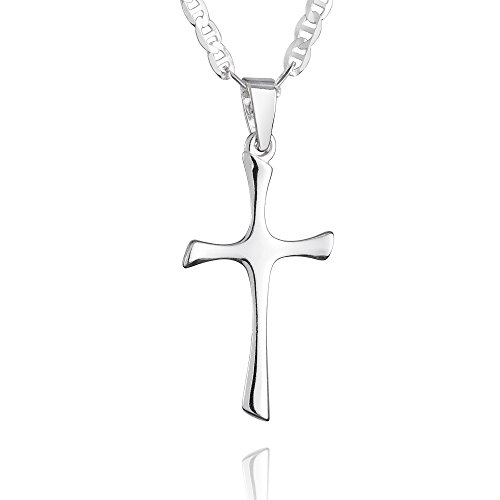 fish collar de plata para chicos, chicas, plata de ley 925 colgante de cruz 40 cm