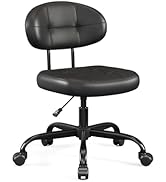 Misolant Vanity Chair com encosto, pequena cadeira de escritório bonita sem braços com rodas e suporte lombar...