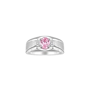 Rylos Men’s Rings Classic Design 7X5MM Oval Gemstone & Sparkling Diamond Ring – Color Stone Birthstone Rings for Men, Sterling Silver Rings in Sizes 8-13.
