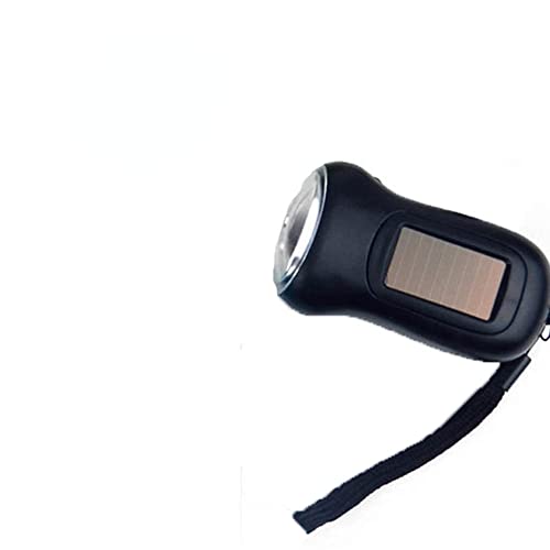 Linterna LED con manivela dinamo solar, linterna de emergencia, luz de supervivencia (negro)