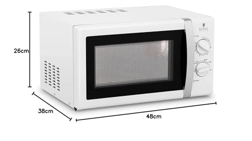 Foto von Royal Catering RC-MV-03 Mikrowelle 20 L 900 W eckiger Türgriff 6 Leistungsstufen weiß Mikrowellengerät Mikrowellenherd