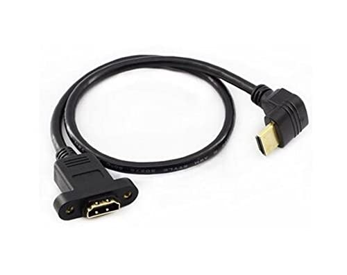 EVURU 90 Degree Left Right Up Down Angled 19p 1.4 Male to Female Extension Cable with Screw Hole Can Lock Panel Mount Cable (Size : 30cm, Color : Up Angled)