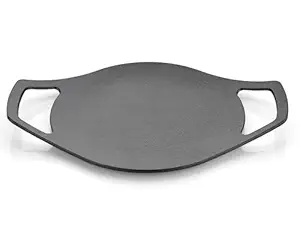 NIRLON Pre-Seasoned Cast Iron Concave Tawa/Roti Tawawith Double Handle | 24cm| Gas & Induction Friendly | Naturally Nonstick, 100% Pure & Toxin-Free, No Chemical Coating