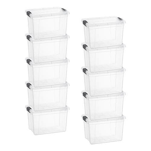 Image of Superio 8.7 Quart Clear Plastic Storage Boxes with Lids, Stackable Organizer Containers, BPA-Free Storage Bins for Home, Office, School & Dorm, 10 Pack