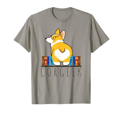 Corgeek, divertido perro Corgi libros, geek nerd Camiseta