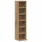 Gecheer Mobile Porta CD, Scaffale per Dischi in Legno Multistrato 21x20x88 cm Rovere Artigianale con Scomparti Aperti per Organizzare Collezioni di CD e Dvd for Ufficio, Studio e Camera da Letto