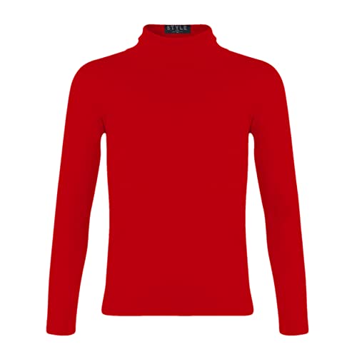 Image of Girls Turtleneck Long Sleeve Plain Basic Top Kids Boys Jersey Polo Tops 2-14 Yrs