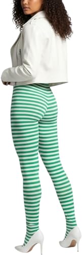 Image of ToBeInStyle Women's Thin Horizontal Stripe Opaque Tights Pantyhose - Regular or Plus