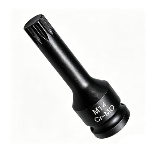 Image of Juttzzei 1/2" Drive x M14 (14mm) Impact Triple Square Spline Bit Socket, 78mm Length 12 Point M14 Spline Bit Socket, Premium CR-MO Steel 14mm Sockets 1/2 for Torque Wrench, Ratchet Wrench