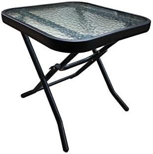 Havnyt Folding Outdoor Side Table Coffee Table Weatherproof Garden Patio Table Metal Black