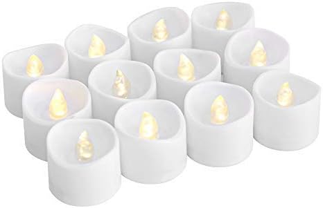 Eldnacele LED Tea Light Candles Battery Operated Flickering LED Tealight Candles with 6 Hours On Automatical Timer Warm White Flame 12 Pack for Party Wedding Decoration (Battery Included)