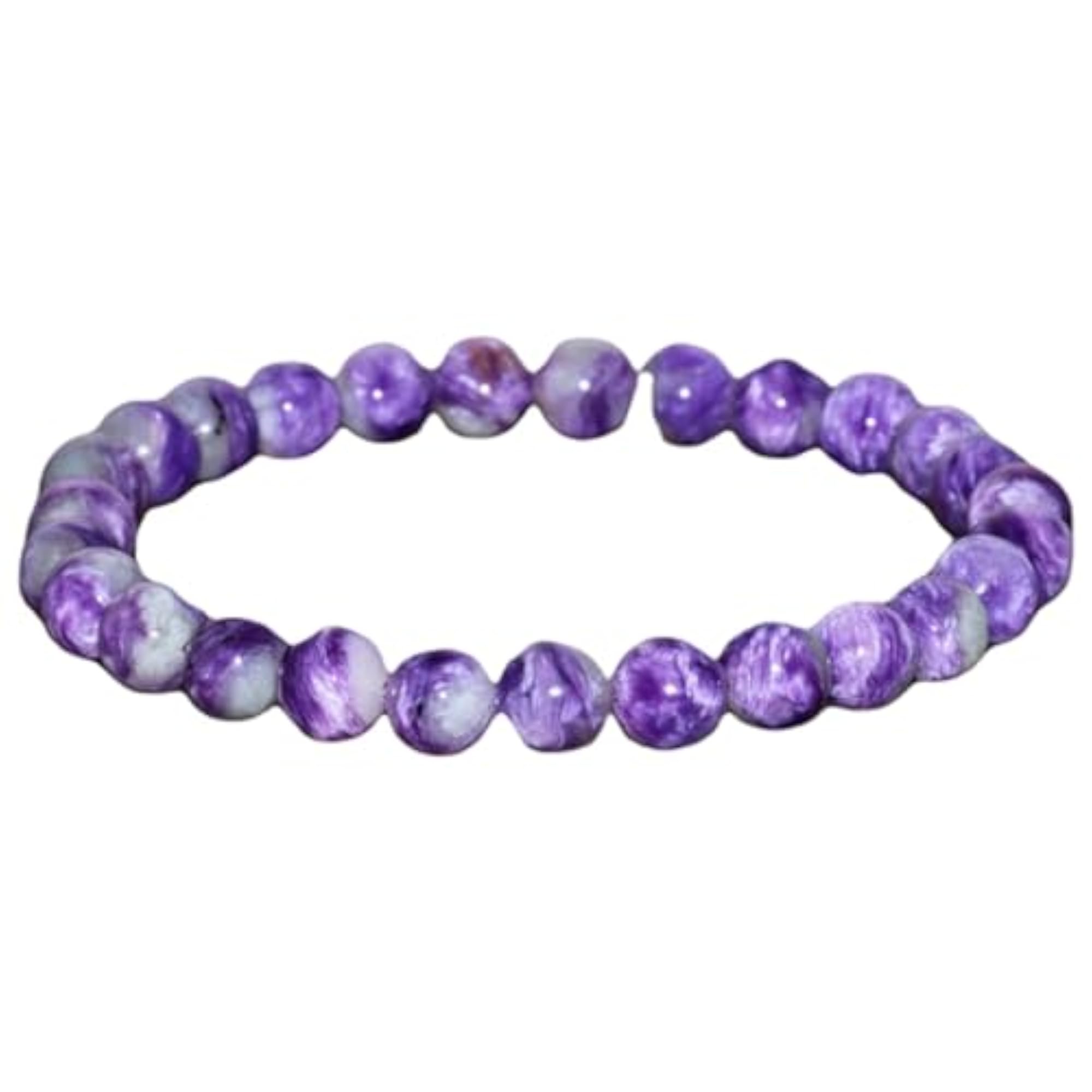 Natural Russian Charoite Gemstone Bracelet, Handmade Stretchable