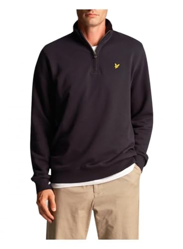 LYLE & SCOTT Men's Quarter Zip Sweatshirt, XL, Dark Navy