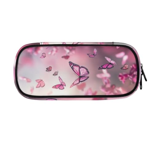Image of 8.8 inch x 4.1 inch x 1.7 inch Pencil Box, Pink Butterfly Cherry Blossom Print Pencil Case Pouch Pen Storage Bag Pencil Organizer for Stationery Fountain Pens