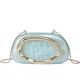 CVCoin Acrylic Clutch Purse for Women Classic Round Evening Handbag Vintage Metal Handlebars Bag for Wedding Party Prom,Lt Blue.