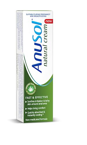 Anusol Natural Cream - 30g Cream with Natural Ingredients - Relieves Anal Itching & Discomfort - Suitable For Pregnancy & Breastfeeding - Non Medicated, Quick Cooling External Relief - Vegan Friendly