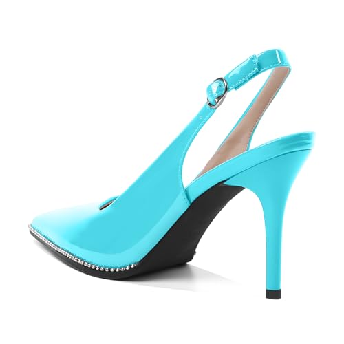 Image of SAMMITOP Women Slingback Heels Stilettos Closed Pointed Toe High Heel Silver Beaded Pumps Comfortable 3.5 Inch High Heels for Women Dressy Shoes