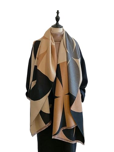 GLYLFQZJ Sciarpa Donna Invernale Imitazione Cashmere Nero