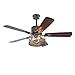 Ventilatore da soffitto tropicale da 52 pollici con telecomando Ventilatore da soffitto reversibile a 3 velocità con 5 pale in legno 3 lampadine E26 Lampade premium per soggiorno, camera da letto, uff