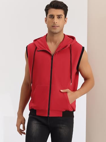 Lars Amadeus Sleeveless Hoodie for Men's Zip Up Drawstring Hooded Sweatshirt2