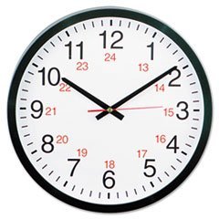 24-Hour Round Wall Clock, 12 3/4 ", Black #TOP23