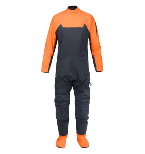 Wjnvfioo Men Women's Three-Layer Waterproof Fabric Drysuit Kayak Water Rescue Drysuit Orange XL