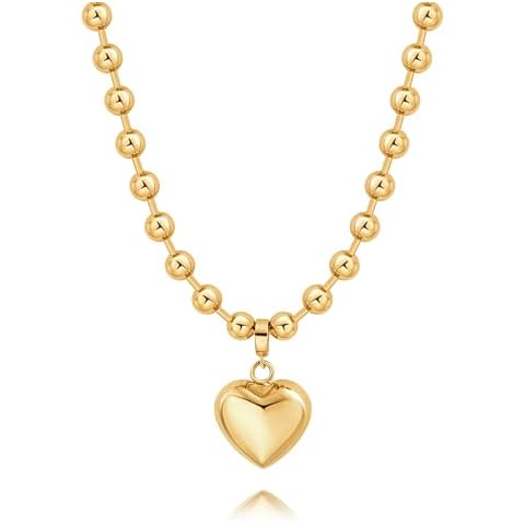 POTESSA 18K Gold Plated Pendant Necklace Medallion Coin Y Style Link Thick Chain Toggle Layering Necklace for Women Jewelry Cover