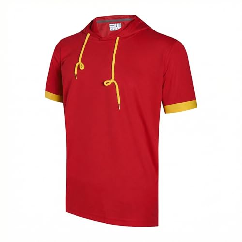 Gabiphy Workout Performance Hoodie For Men Lightweight Soft Sport Hooded T-Shirt Holiday Summer Beach Tops Red Hoodie-Yellow Stripe Men Size 3X-Large