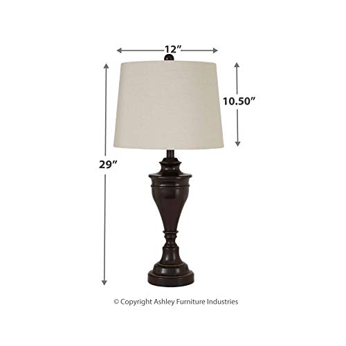 Signature Design By Ashley Darlita Traditional 29" Table Lamp With Pedestal Base, 2 Count, Dark Brown With White Shade #TOP5