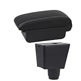 Compatible for Renault Logan 2 Armrest Box Compatible for Dacia Logan 2 dokker Compatible for Renault Sandero 2 Car Armrest Storage Box Interior Accessories(B1 Black white 3USB)