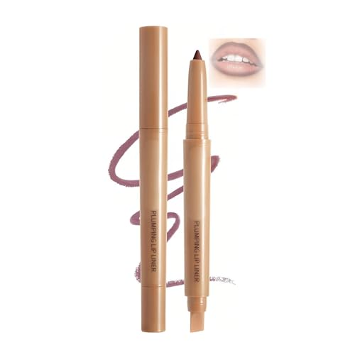 Dual-Ended Lip Pencil & Lipliner Set with Brush – Natural Matte Shades, Waterproof Long Lasting Creamy Formula, Highly Pigmented Non-Staining Lip Liners for Defined Contours (08# Maroon)