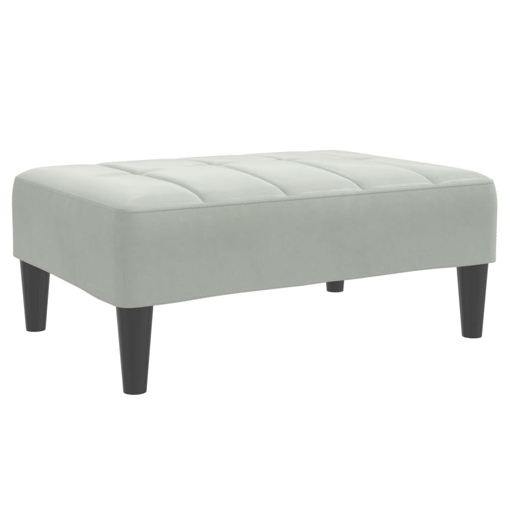 Tabouret Bas Rembourré en Velours Gris Clair Haut de Gamme