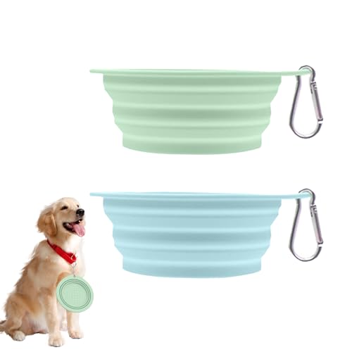 Ferizzia 2 Pezzi Ciotola Pieghevole per Cani, 650 ml Ciotola Portatile per Cani, Ciotolas D'acqua in Silicone per Gatto e Cane, per Viaggi e Campeggio, Camminare, Escursioni