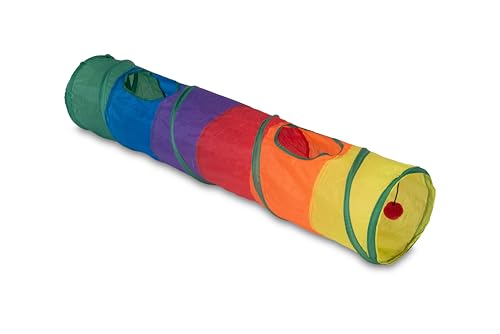 Túnel para Gatos Dobrável 1,20m x 25cm – Brinquedo Interativo Atóxico em Poliéster Resistente