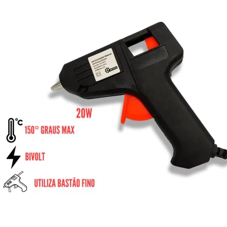 Pistola pequena de Cola Quente preta Bivolte 60Hz