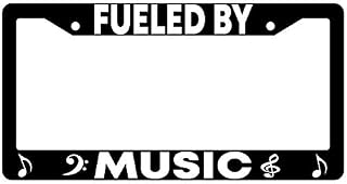 Fueled by Music (Notes) Black Plastic License Plate Frame DG