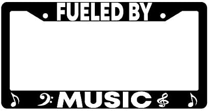 Fueled by Music (Notes) Black Plastic License Plate Frame DG
