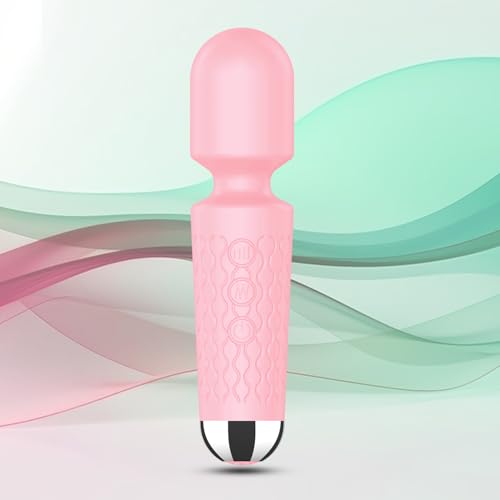 Image of Personal Back Massager - Handheld Waterproof & Rechargeable Massager - 20 Speeds 8 Patterns Vibration Massage - Perfect for Travel Relaxation, Relieves Back, Legs Muscles (Pink)