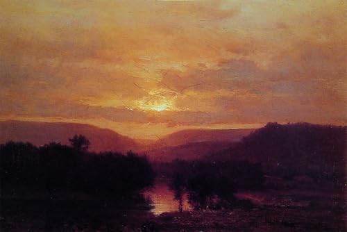 Tableau impressions d'art George Inness coucher de soleil vintage grand format pour salon chic