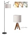 EDISHINE Modern Floor Lamps for Living Room with Tripod Table Lamp,Minimalist Standing Lamp with 3 Color Temperatures Bulb & Adjustable Linen Shade
