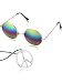 Tatuo Hippie Dressing Accessory Set Hippie Glasses and Peace Sign Necklace (Rainbow)