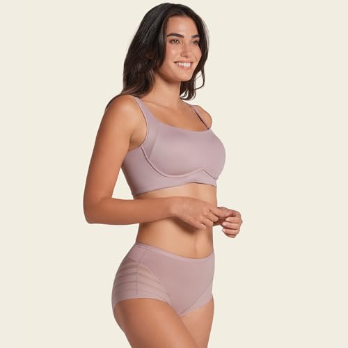 Image of Leonisa High Waisted Invisible Tummy Control Shapewear for Women - Stripe Lace Ladies Underwear Panties