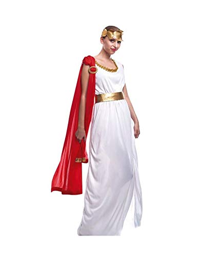 Partilandia Disfraz Romana Clásica Mujer Griega【Tallas S a L】[Talla M] Toga Roja Corona Laurel | Disfraces Carnaval Históricos Antigua Grecia Roma para adultos