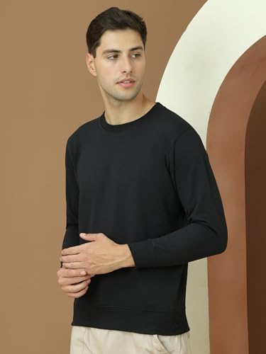 Image of Mack Jonney Fleece Regular Fit Solid Round Neck Sweatshirt for Men-MACK639877