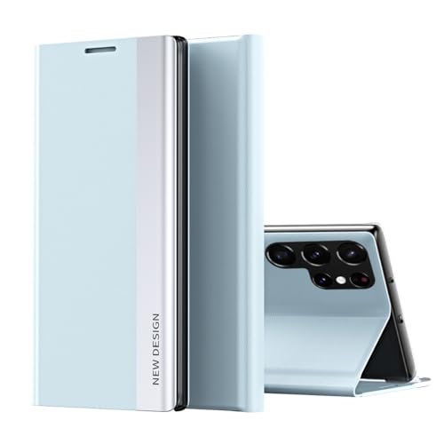 Étui Galaxy S23 Ultra bleu clapet magnétique pour éviter les rayures d'écran