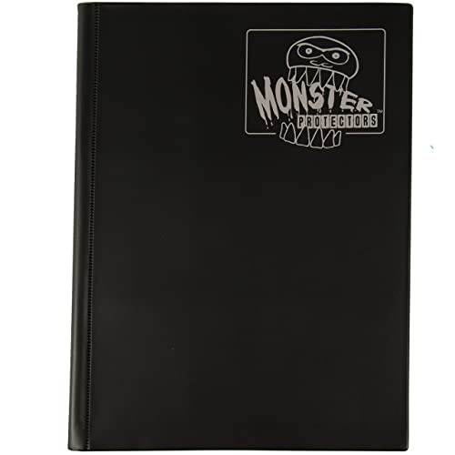 Monster 9 Pocket Trading Card Album With 20 Theft Deterrent, Padded Pages For Extra Protection - Holds 360 Tcgs - Compatible With Yugioh, Mtg, Magic The Gathering, Pokémon & Sport Cards- Matte Black #TOP1