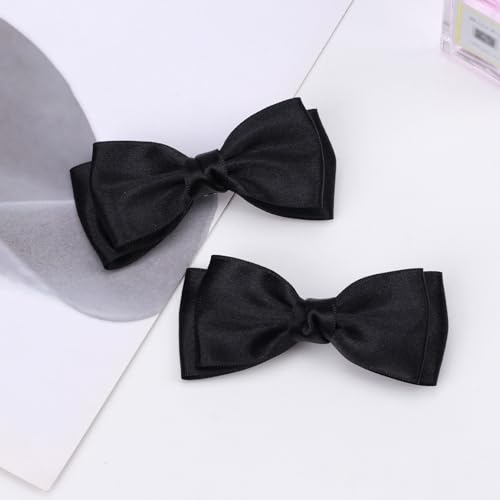 Pinzas para cabello niños lazo grosgrain 3.5 pulg negro miniatura 5